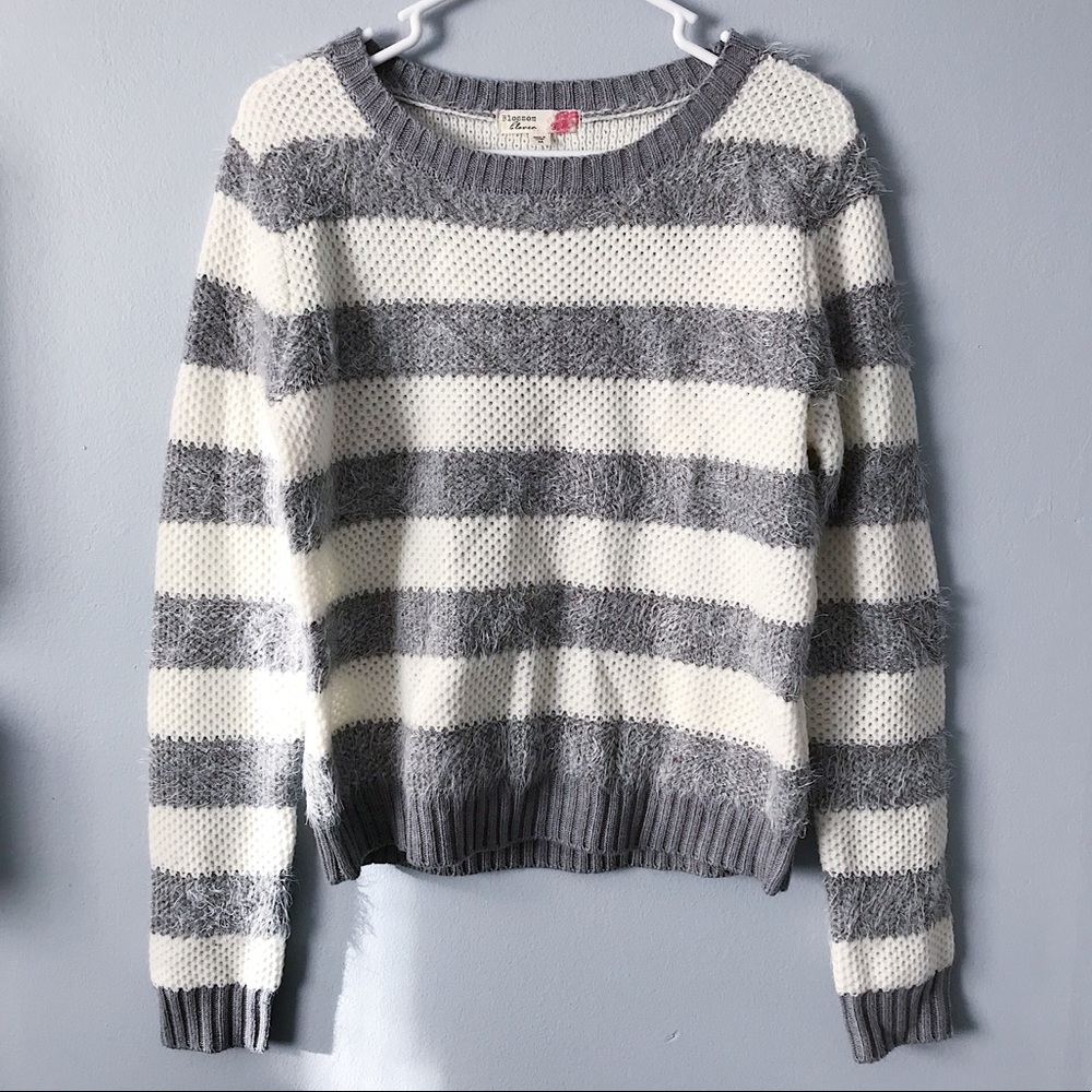 Blossom Clover Fuzzy Striped Sweater